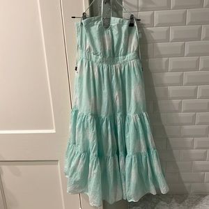 Mint Green Ruffle Tiered Floral Halter Dress - Gap, Size 2